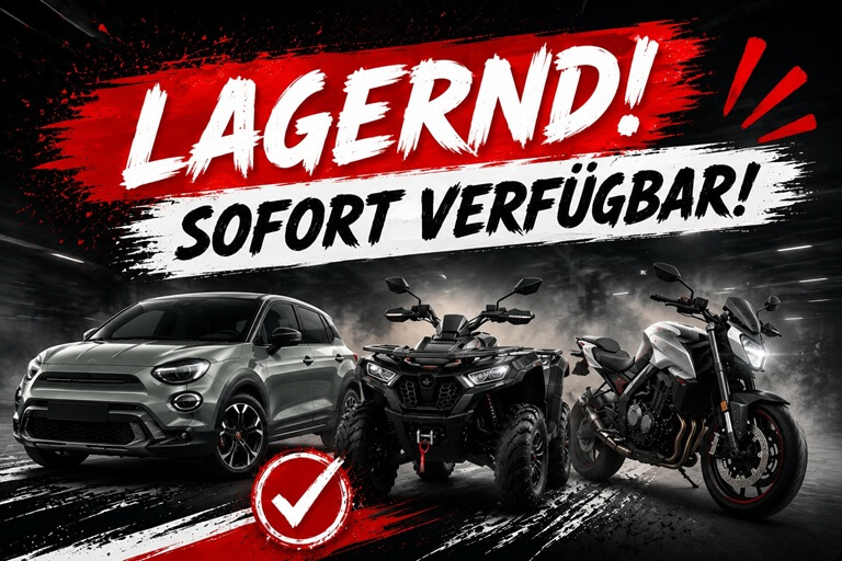 Lagernde Fahrzeuge, Quads und Motorräder bei KFZ Czeitschner in Marz sofort verfügbar